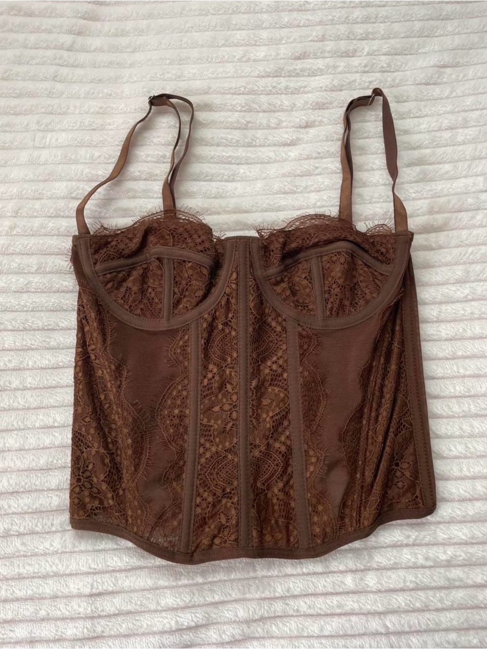 Lace Bustier Corset Top Chocolate Brown 🧸